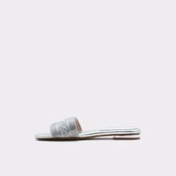 Ghalia Rhinestone Embellished Slide Sandals - Elegant Square Toe Flats -The Aldo Shop ghalia silver 040 003 029 alt2 sq gy 2000x2000