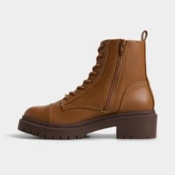 Aldo Goer Women's Brown Vegan Leather Combat Boots -The Aldo Shop product 13314434 goer brown 220 002 043 alt2 sq gy