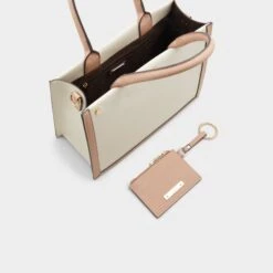 Aldo Daspias Embossed Structured Tote Bag with Pouch -The Aldo Shop product 13446908 daspias beige 270 002 008 alt2 sq gy