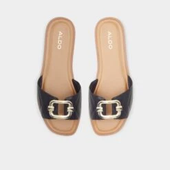 Aldo Qelajar Quilted Slide Sandals with Metal Ornament -The Aldo Shop product 13474494 qelajar black 001 002 039 alt5 sq gy