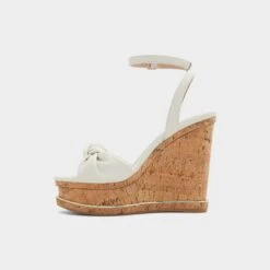 Aldo Barykin Women's Wedge Sandals with Knot Detail -The Aldo Shop product 13542814 barykin white 115 002 043 alt2 sq gy