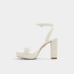 Aldo Lulu Pearl-Embellished White Platform Heels -The Aldo Shop product 13578767 lulu white 100 003 029 alt2 sq gy