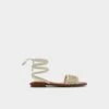 Aldo Seazen Strappy Flat Sandals with Knotted Detail -The Aldo Shop product 13578847 seazen white 110 002 029 main sq gy