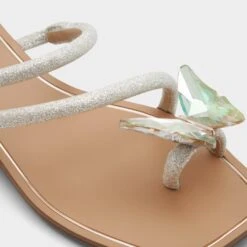 Aldo Garberia: Whimsical Glitter Sandals with Butterfly Accent -The Aldo Shop product 13580916 garberia silver 047 002 011 detail sq gy