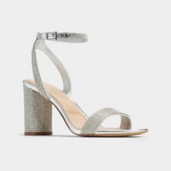 Aldo Rhiannon Silver Metallic Rhinestone Block Heels -The Aldo Shop product 13773240 rhiannon silver 040 002 029 alt3 sq gy