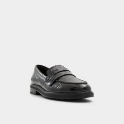 Aldo Lededanten - Women's Glossy Croc-Embossed Block Heel Loafers -The Aldo Shop product 13838558 lededanten black 007 001 004 alt3 sq gy