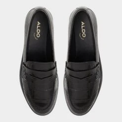 Aldo Lededanten - Women's Glossy Croc-Embossed Block Heel Loafers -The Aldo Shop product 13838558 lededanten black 007 001 004 alt5 sq gy