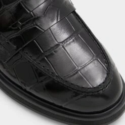 Aldo Lededanten - Women's Glossy Croc-Embossed Block Heel Loafers -The Aldo Shop product 13838558 lededanten black 007 001 004 detail sq gy