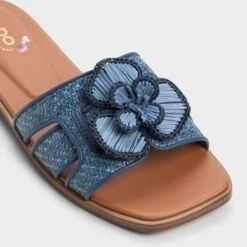 Aldo Seaflower Women's Elegant Flat Sandals with Flower Detail -The Aldo Shop product 13902551 seaflower blue 407 003 040 alt4 sq gy