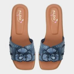 Aldo Seaflower Women's Elegant Flat Sandals with Flower Detail -The Aldo Shop product 13902551 seaflower blue 407 003 040 alt5 sq gy