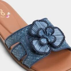Aldo Seaflower Women's Elegant Flat Sandals with Flower Detail -The Aldo Shop product 13902551 seaflower blue 407 003 040 detail sq gy