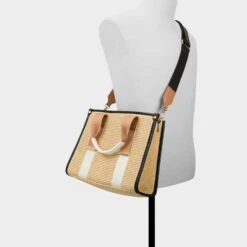 Aldo Rubynax Women's Textured Satchel with Adjustable Crossbody Strap -The Aldo Shop product 13935126 rubynax brown 230 003 029 alt3 sq gy