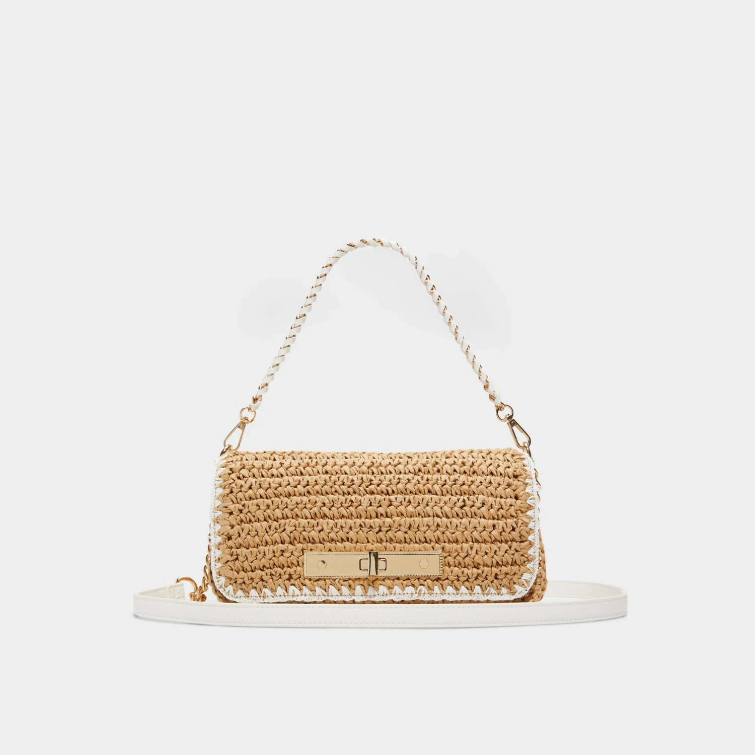 Aldo Sunbloomx Straw Baguette Bag with Interchangeable Straps 3 Aldo Sunbloomx Straw Baguette Bag with Interchangeable Straps