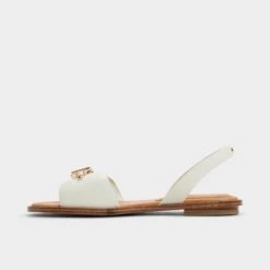 Aldo Goassi White Leather Slingback Sandals with Gold Buckle -The Aldo Shop product 13966655 goassi white 121 002 043 alt2 sq gy
