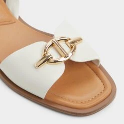 Aldo Goassi White Leather Slingback Sandals with Gold Buckle -The Aldo Shop product 13966655 goassi white 121 002 043 alt4 sq gy
