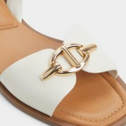 Aldo Goassi White Leather Slingback Sandals with Gold Buckle -The Aldo Shop product 13966655 goassi white 121 002 043 detail sq gy