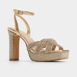 Aldo Shimma Women's Platform Dress Sandals -The Aldo Shop product 13967453 shimma gold 711 002 051 alt3 sq gy