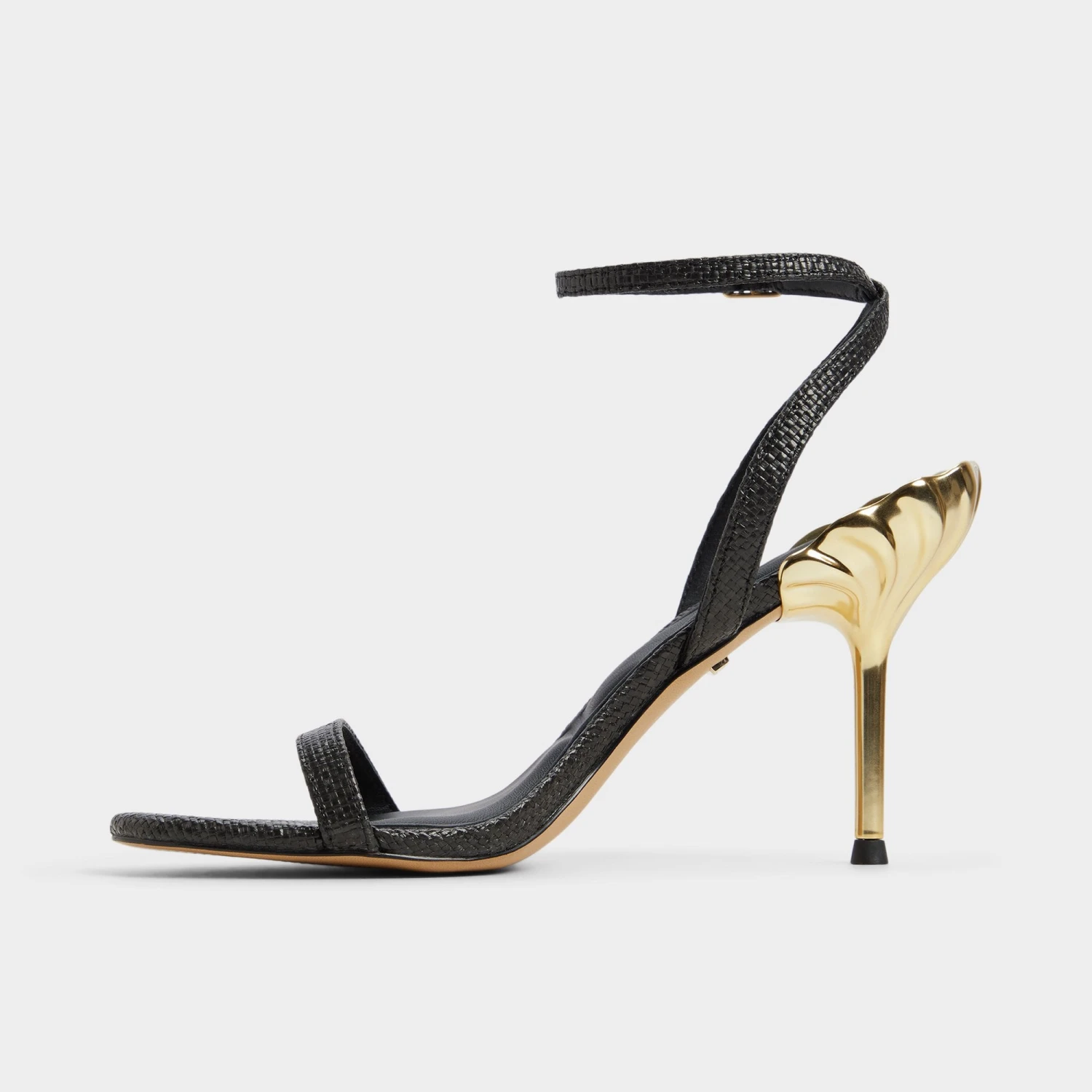 Aldo Ursulaheel Black Stiletto with Sculptural Gold Shell Heel 5 Aldo Ursulaheel Black Stiletto with Sculptural Gold Shell Heel - Image 3