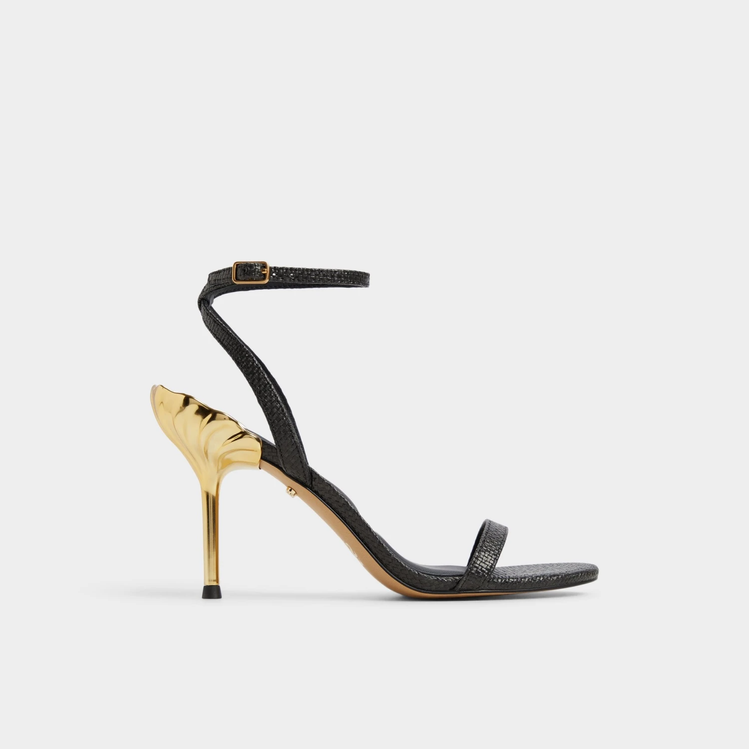 Aldo Ursulaheel Black Stiletto with Sculptural Gold Shell Heel 3 Aldo Ursulaheel Black Stiletto with Sculptural Gold Shell Heel