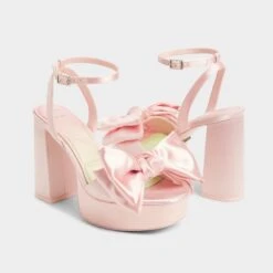 Aldo Stepsisters Pink Satin Platform Heels with Bow Accent -The Aldo Shop product 14008302 stepsistersheel pink 680 003 032 spotlight sq gy