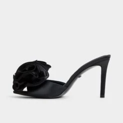 Aldo Women's Maleficent Mule - Black Satin Floral Sandals -The Aldo Shop product 14008307 maleficientmule black 001 003 032 alt2 sq gy