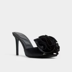 Aldo Women's Maleficent Mule - Black Satin Floral Sandals -The Aldo Shop product 14008307 maleficientmule black 001 003 032 alt3 sq gy