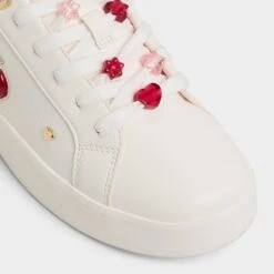 Aldo Cherrylove Women's Low-Top Sneakers with Gold Heart Accents -The Aldo Shop product 14043843 cherrylove white 100 002 043 alt4 sq gy