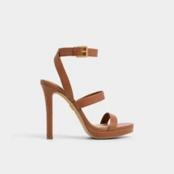 Aldo Kardy Brown Leather Strappy Stiletto Platform Heels