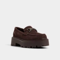 Aldo Oneameth Suede Lug Platform Loafers - Coffee Brown -The Aldo Shop product 14058772 oneameth brown 201 001 046 alt3 sq gy