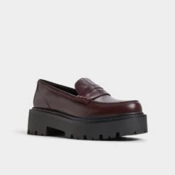 Aldo Cadaycia - Women's Burgundy Platform Lug Sole Penny Loafers -The Aldo Shop product 14058782 cadaycia red 601 001 042 alt3 sq gy