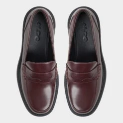 Aldo Cadaycia - Women's Burgundy Platform Lug Sole Penny Loafers -The Aldo Shop product 14058782 cadaycia red 601 001 042 alt5 sq gy