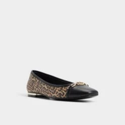 Aldo Krishelle Women's Leopard Print Ballet Flats with Gold Trim -The Aldo Shop product 14058788 krishelle multi 967 002 009 alt3 sq gy