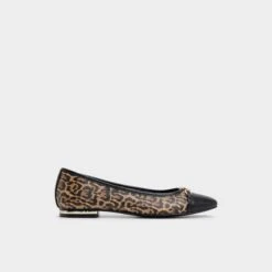 Aldo Krishelle Women's Leopard Print Ballet Flats with Gold Trim