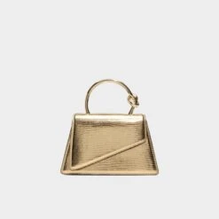 Aldo Aellaax Women's Gold Trapeze Bag with Knotted Handles