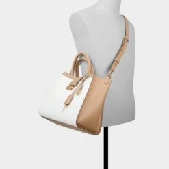 Aldo Crelally Embossed Leather Trapezoid Handbag - Neutral -The Aldo Shop product 14076809 crelally white 110 002 029 alt3 sq gy