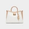 Aldo Crelally Embossed Leather Trapezoid Handbag - Neutral