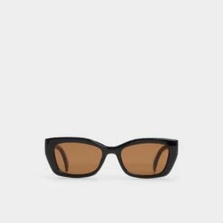 Aldo Calaberynx Rectangular 90s Vibe Sunglasses in Glossy Black