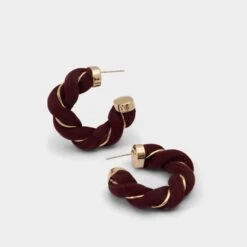 Aldo Twists - Braided Rouge and Gold Hoop Earrings