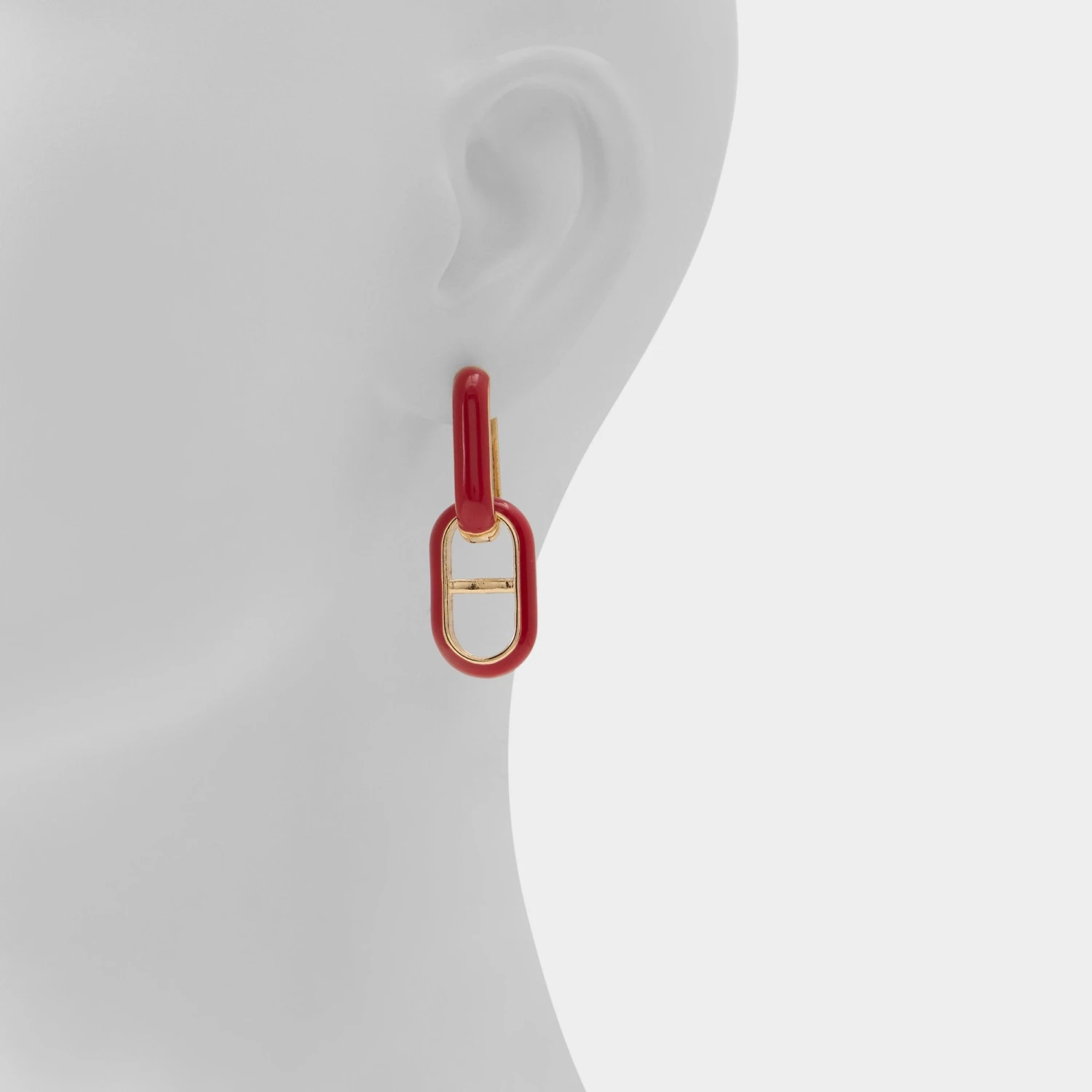 Aldo Alalaegyn Red Enamel and Gold-Tone Link Earrings 4 Aldo Alalaegyn Red Enamel and Gold-Tone Link Earrings - Image 2
