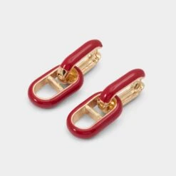 Aldo Alalaegyn Red Enamel and Gold-Tone Link Earrings