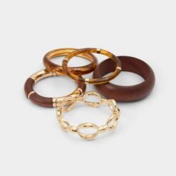 Aldo Novva Multi-Texture Bangle Stacking Set - 5 Pieces