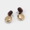 Aldo Teyrra Asymmetrical Ebony Wood and Gold Stud Earrings -The Aldo Shop product 14088357 teyrra brown 240 main sq gy