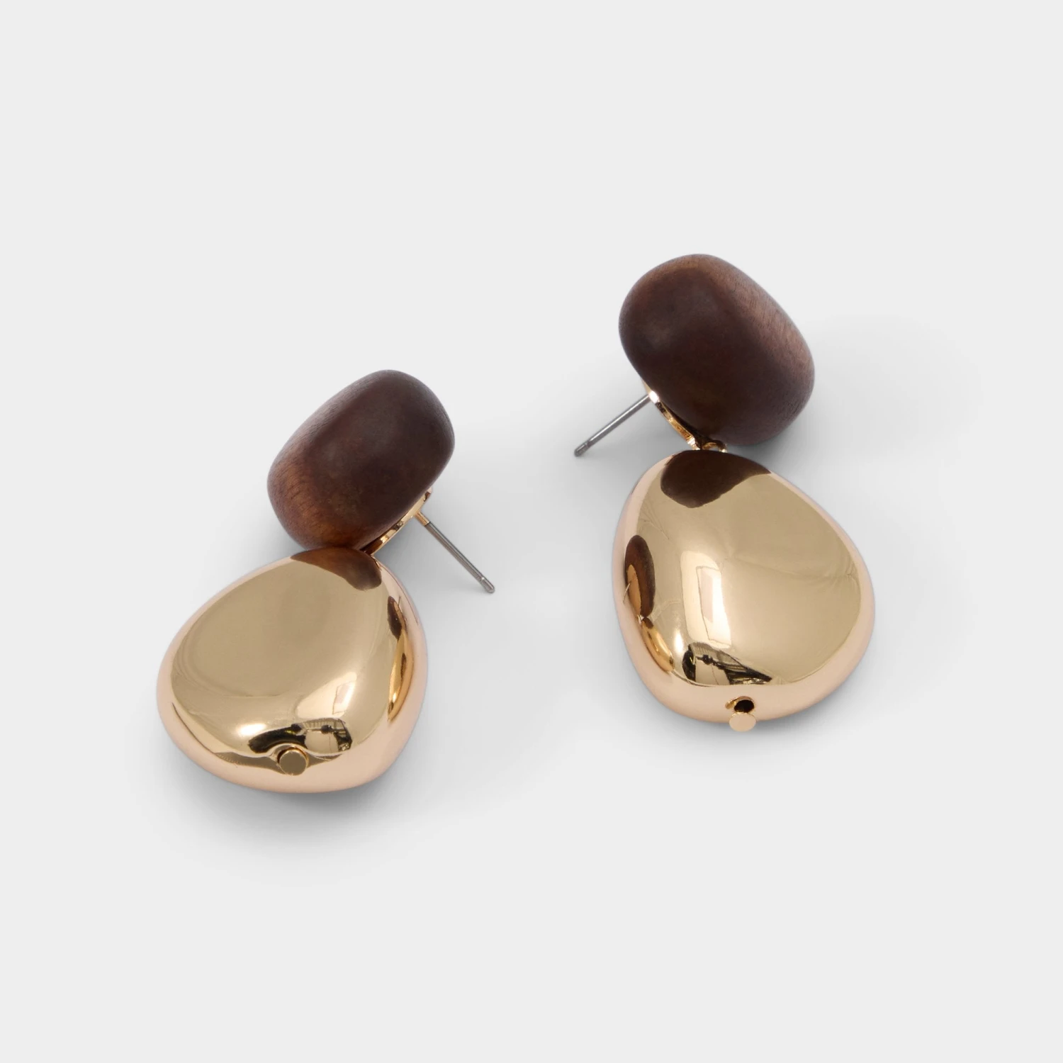 Aldo Teyrra Asymmetrical Ebony Wood and Gold Stud Earrings 3 Aldo Teyrra Asymmetrical Ebony Wood and Gold Stud Earrings