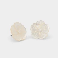 Aldo Camelliaa Floral Shell and Pearl Earrings