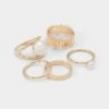 Aldo Adweli 5-Piece Pearl & Gold-Tone Stackable Ring Set -The Aldo Shop product 14088484 adweli white 102 main sq gy