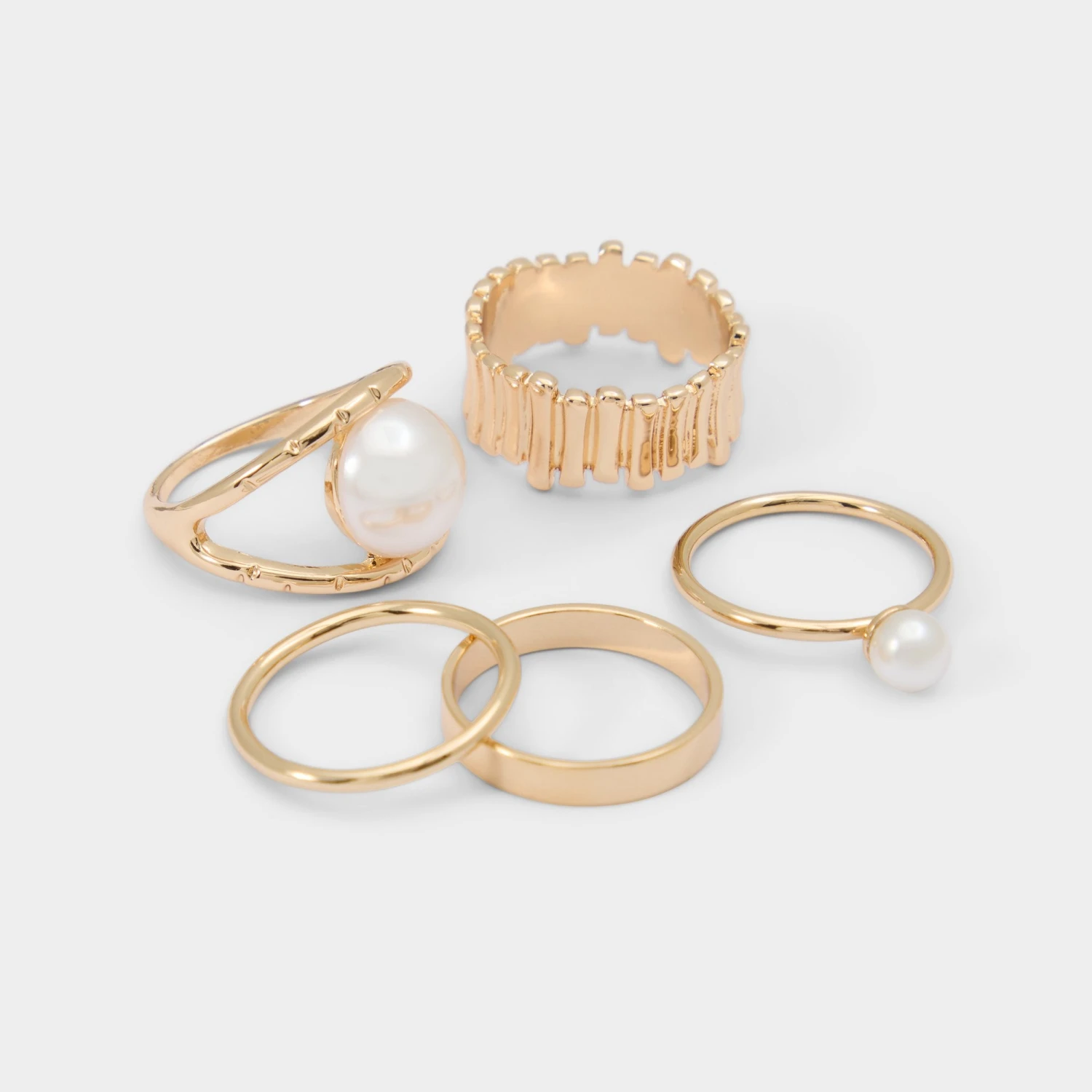 Aldo Adweli 5-Piece Pearl & Gold-Tone Stackable Ring Set 3 Aldo Adweli 5-Piece Pearl & Gold-Tone Stackable Ring Set