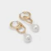 Aldo Sloanne Interlocking Pearl Drop Hoop Earrings