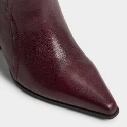 Aldo Saddle Women's Burgundy Leather Knee-High Boots with Sculpted Heel -The Aldo Shop product 14098289 saddle red 601 001 042 alt4 sq gy