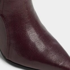 Aldo Saddle Women's Burgundy Leather Knee-High Boots with Sculpted Heel -The Aldo Shop product 14098289 saddle red 601 001 042 detail sq gy
