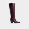 Aldo Saddle Women's Burgundy Leather Knee-High Boots with Sculpted Heel -The Aldo Shop product 14098289 saddle red 601 001 042 main sq gy